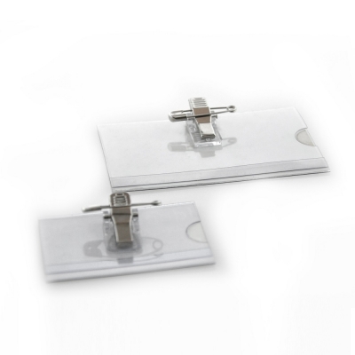 Ecuson transparent Office box, cu ac si clip, 43x62 mm